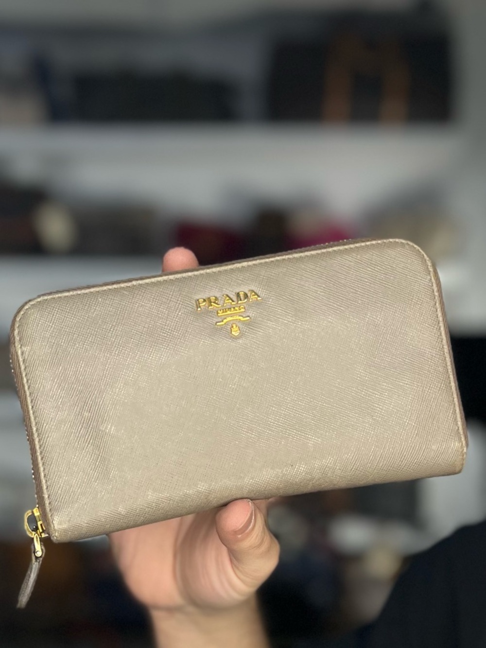 PRADA GREY ZIP WALLET